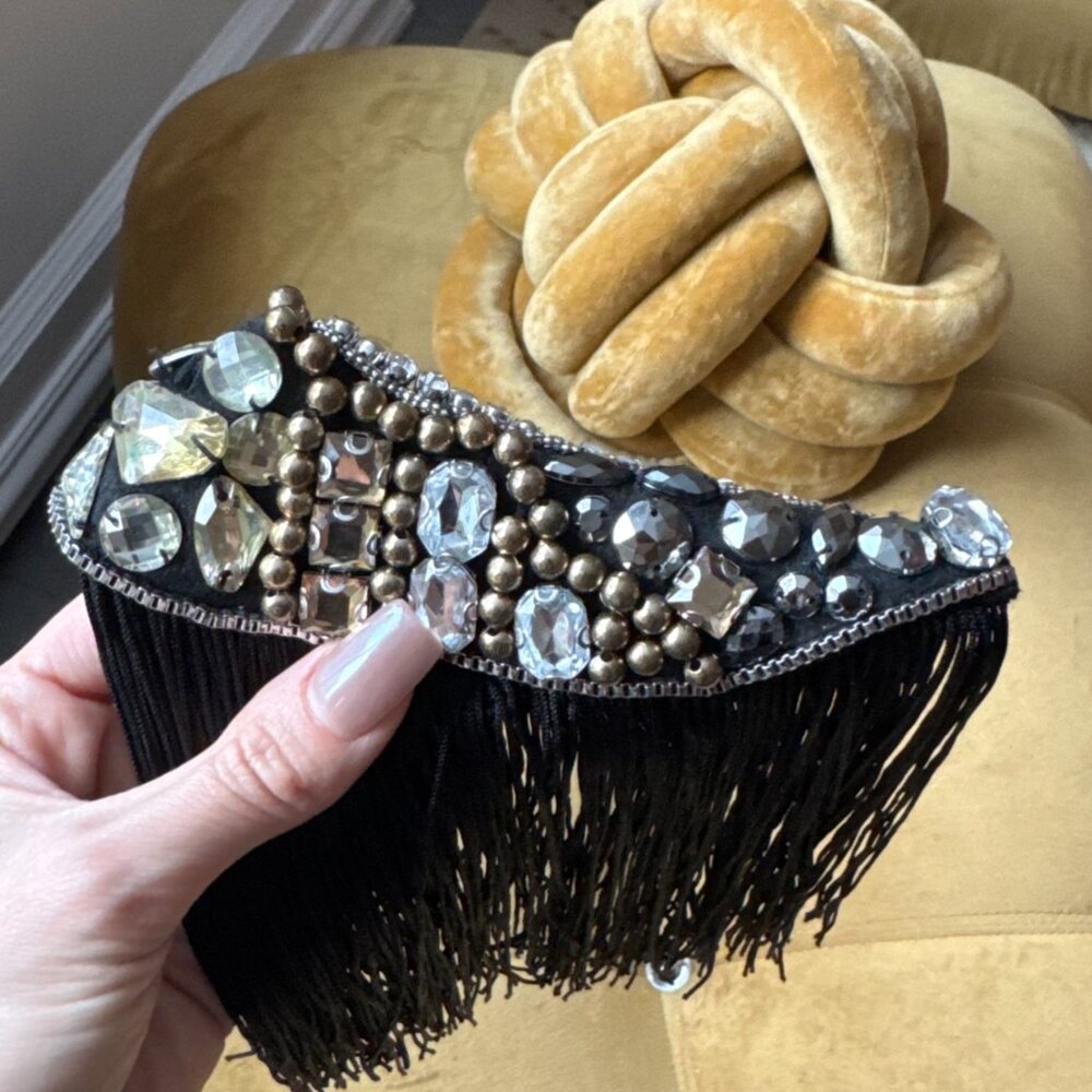 Unique Shoulder Piece w/ crystals & fringes